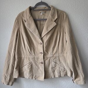 Vintage St John's Bay Stretch Women's Size XL Tan Corduroy Jacket